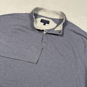 Fish Hippie‎ Pullover Shirt Mens XL Gray Long Sleeve Button Mock Collar Stretch